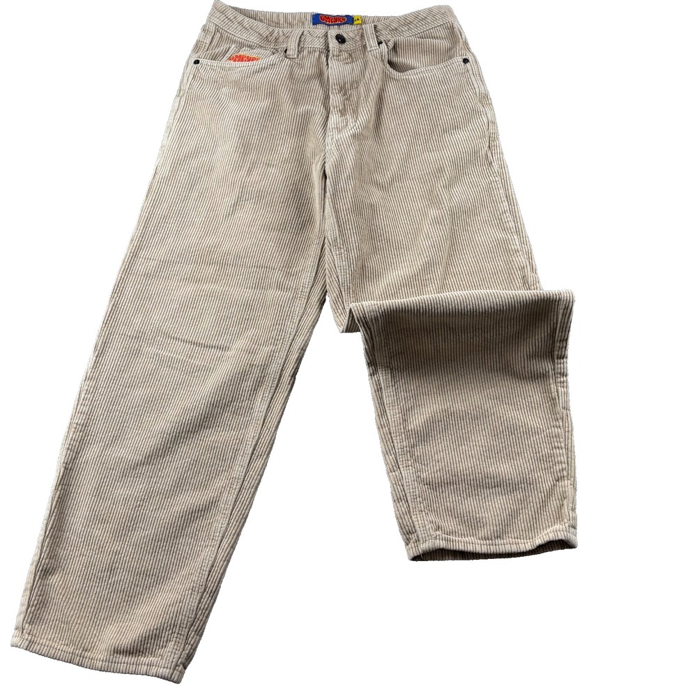 Empyre Tori Skate Pants Women's 28 Beige Corduroy Mid-Rise Straight Relaxed Fit